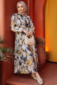 Modest Mustard Maxi Dress 60892HR - 3
