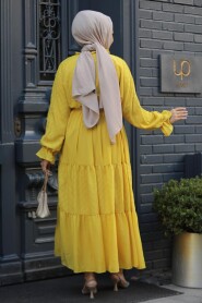 Modest Mustard Pastel Dress 14232HR - 3