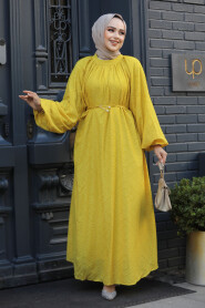 Modest Mustard Summer Dress 14291HR - 1