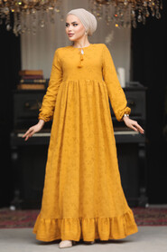 Modest Mustard Summer Dress 23201HR - 4