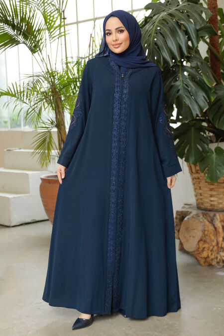 Modest Navy Blue Abaya 35166L - NEVA STYLE
