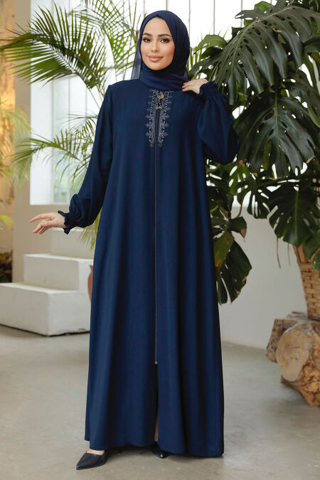 Modest Navy Blue Abaya 45274L - NEVA STYLE