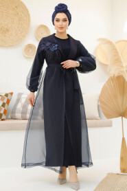 Modest Navy Blue Abaya 46651L - 1