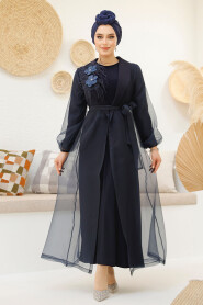 Modest Navy Blue Abaya 46651L - 4