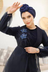 Modest Navy Blue Abaya 46651L - 2