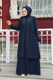 Modest Navy Blue Abaya Dress 29131L - 2