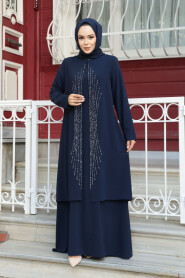 Modest Navy Blue Abaya Dress 29132L - 2