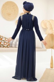 Modest Navy Blue Abaya Dual Suit 43201L - 6