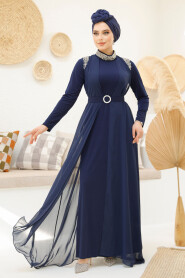 Modest Navy Blue Abaya Dual Suit 43201L - 2