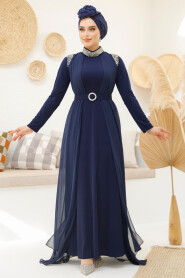 Modest Navy Blue Abaya Dual Suit 43201L - 4