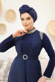 Modest Navy Blue Abaya Dual Suit 43201L - 3