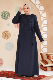 Modest Navy Blue Abaya Dubai 29115L - 2