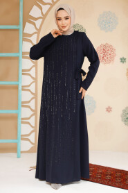 Modest Navy Blue Abaya Dubai 29116L - 2