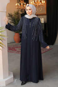 Modest Navy Blue Abaya For Women 29111L - 2