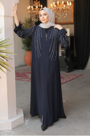 Modest Navy Blue Abaya For Women 29111L - 3