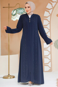 Modest Navy Blue Abaya For Women 29113L - 2