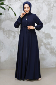 Modest Navy Blue Abaya For Women 81291L - 3