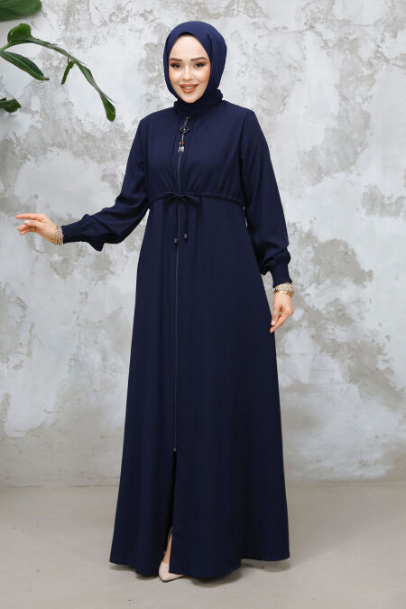 Modest Navy Blue Abaya For Women 81291L - NEVA STYLE
