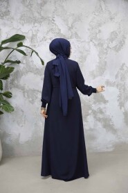 Modest Navy Blue Abaya For Women 81291L - 4