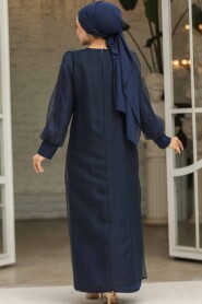 Modest Navy Blue Abaya Suit 4626L - 3