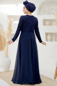 Modest Navy Blue Bridal Dress 4443L - 6