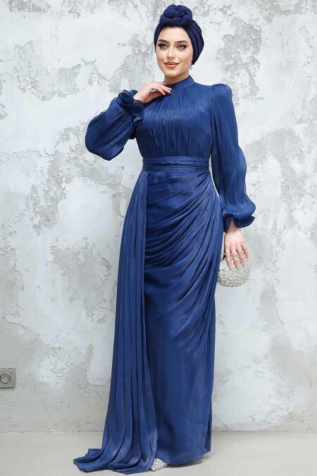Modest Navy Blue Bridal Dress 4934L - NEVA STYLE
