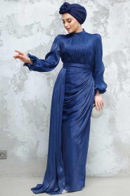 Modest Navy Blue Bridal Dress 4934L - 3