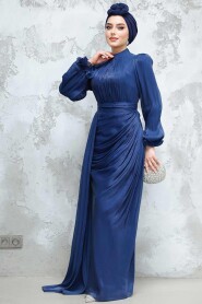 Modest Navy Blue Bridal Dress 4934L - 2