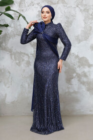 Modest Navy Blue Bridal Dress 50541L - 2