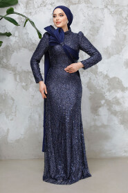 Modest Navy Blue Bridal Dress 50541L 