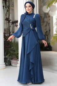 Modest Navy Blue Bridal Dress 51641L - 2
