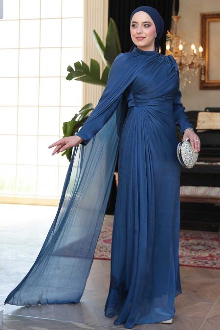 Modest Navy Blue Bridal Dress 52142L - NEVA STYLE