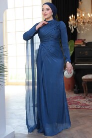 Modest Navy Blue Bridal Dress 52142L - 2