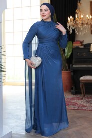 Modest Navy Blue Bridal Dress 52142L - 3