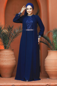 Modest Navy Blue Bridesmaid Dress 25876L - 1