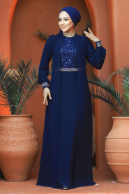 Modest Navy Blue Bridesmaid Dress 25876L - 2