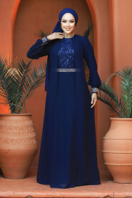 Modest Navy Blue Bridesmaid Dress 25876L - 3