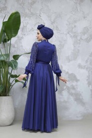 Modest Navy Blue Bridesmaid Dress 47961L - 4