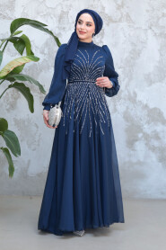 Modest Navy Blue Bridesmaid Dress 4953L - 3