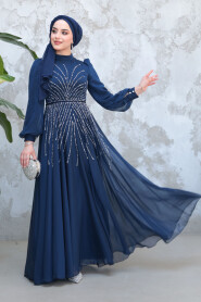 Modest Navy Blue Bridesmaid Dress 4953L - 2