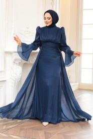 Modest Navy Blue Bridesmaid Dress 4986L - 1
