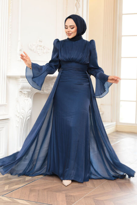 Modest Navy Blue Bridesmaid Dress 4986L - NEVA STYLE