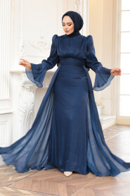 Modest Navy Blue Bridesmaid Dress 4986L - 2