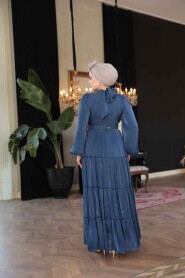 Modest Navy Blue Bridesmaid Dress 52981L - 5