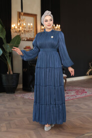 Modest Navy Blue Bridesmaid Dress 52981L - 4