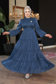 Modest Navy Blue Bridesmaid Dress 52981L - 1