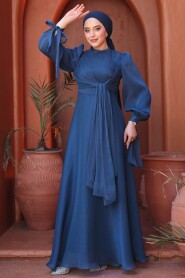 Modest Navy Blue Bridesmaid Gown 52223L - 4