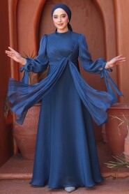 Modest Navy Blue Bridesmaid Gown 52223L - 5