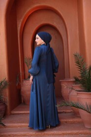 Modest Navy Blue Bridesmaid Gown 52223L - 6
