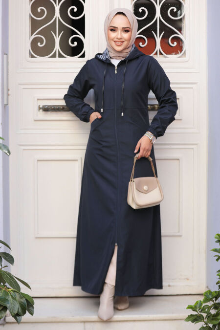Modest Navy Blue Coat 62091L - NEVA STYLE